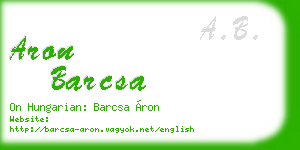 aron barcsa business card